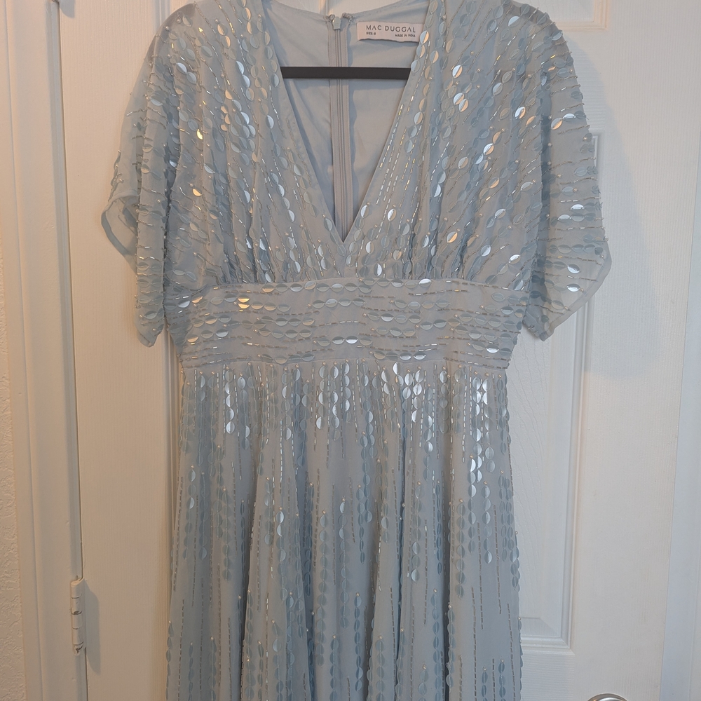 Mac Duggal Powder Blue Sequin Maxi Dress Size 8 - Picture 6 of 8